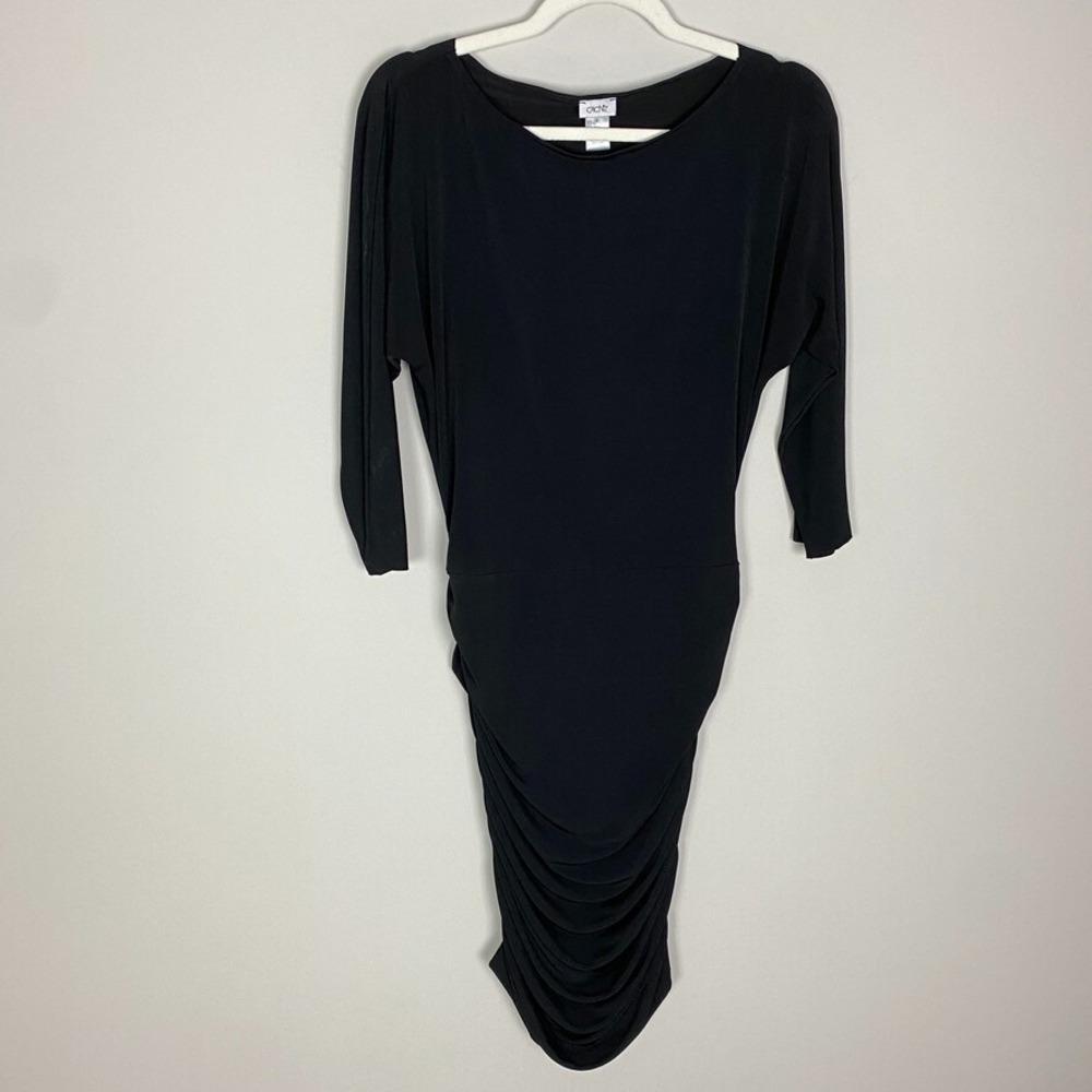 Cache Little Black Dress Ruched Womens 8 Cocktail Formal 3/4 Sleeves